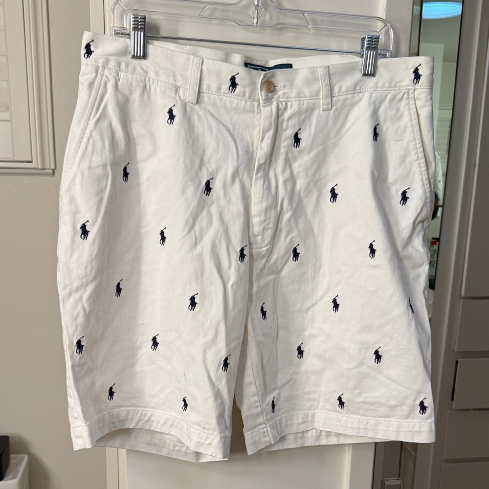 Polo by Ralph Lauren White Shorts with Navy Embroidery